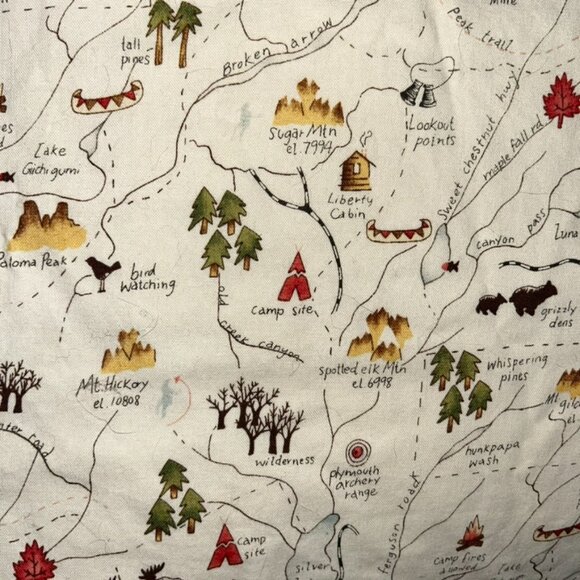 Vintage Curtain window valance wonderful mountain postcard print cotton 41x28 - Picture 2 of 4